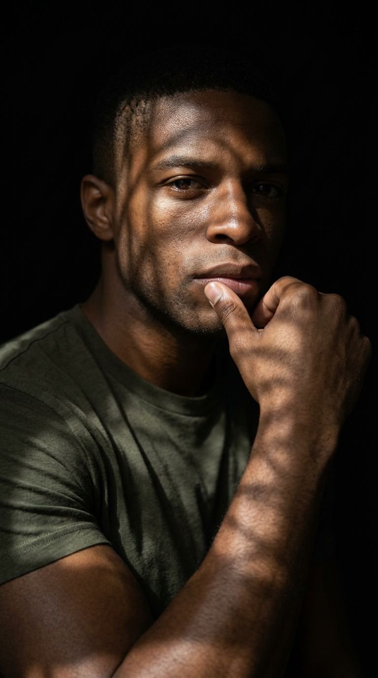 A cinematic, close-up portrait of the reference person set (#389)