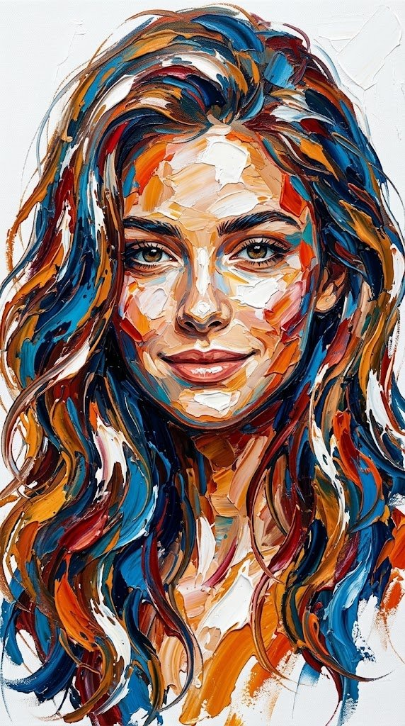 A stunning impasto oil painting portrait of the person (#351)