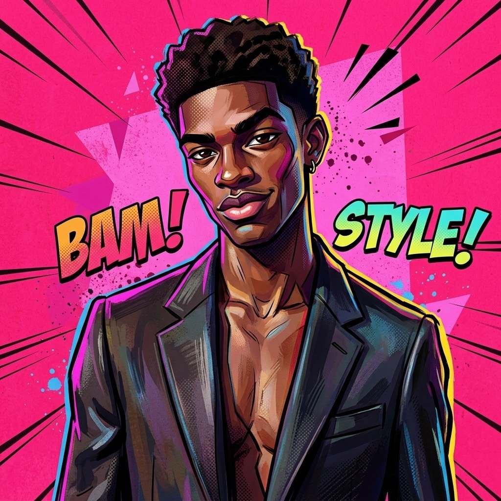 A painterly exaggerated cartoon portrait combining sculpted 3D anatomy (#309)