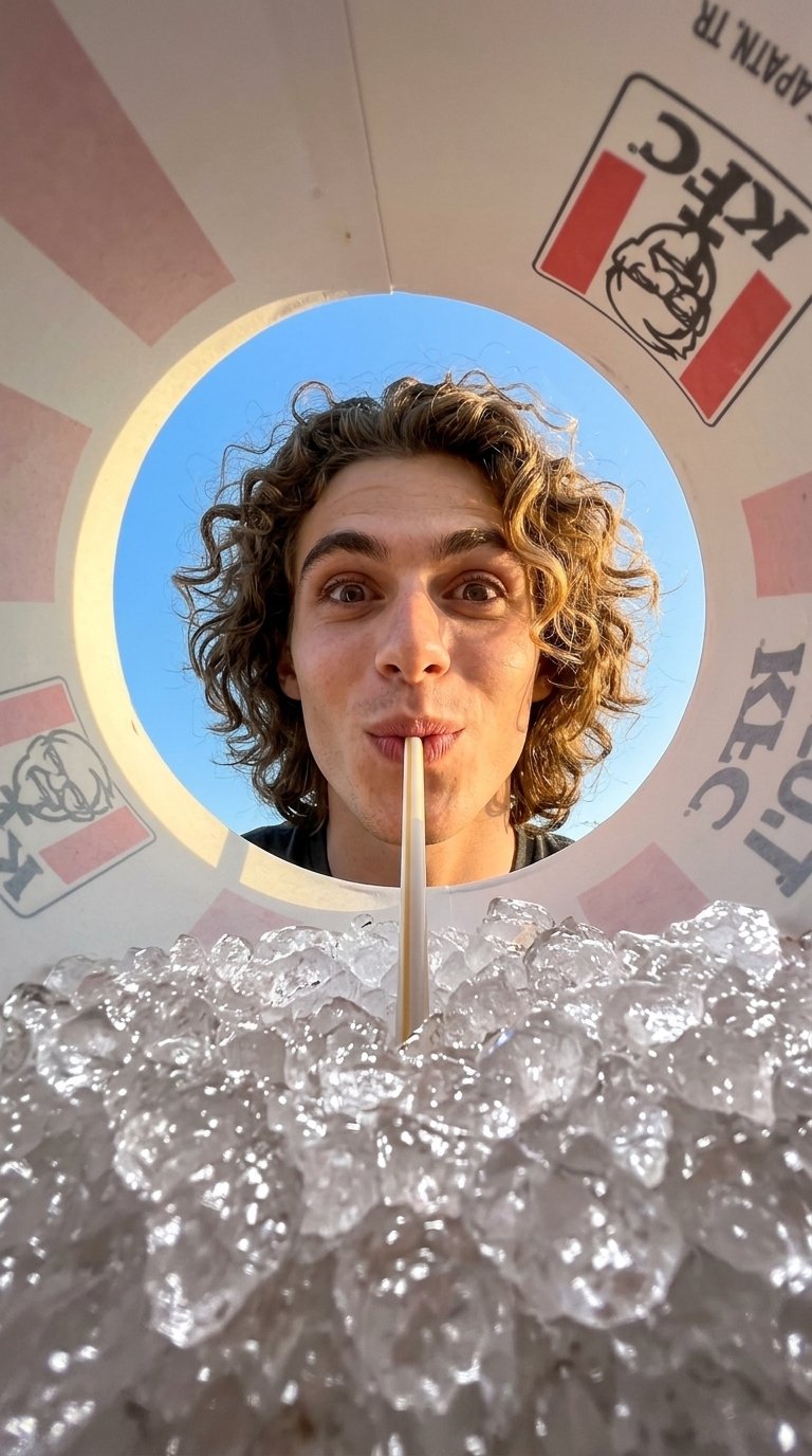 Shoot from deep inside a KFC cup, aiming straight (#283)