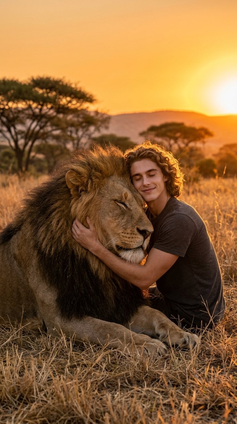A warm, cinematic golden-hour scene in the African savanna (#242)