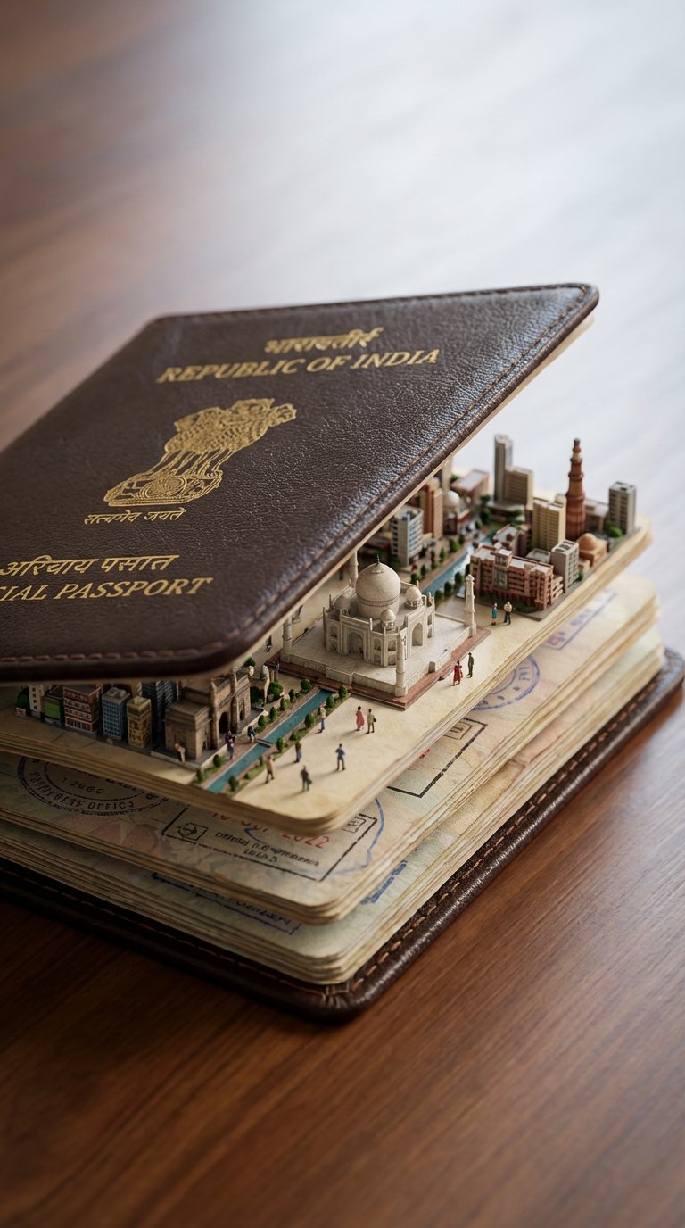 Hyper-realistic open COUNTRY passport on a studio surface, with (#178)
