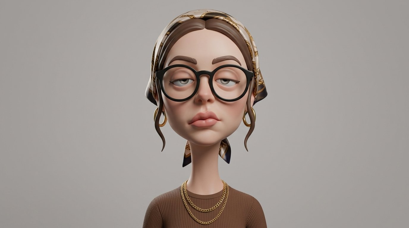 Create an exaggerated stylized 3D caricature character portrait with (#158)