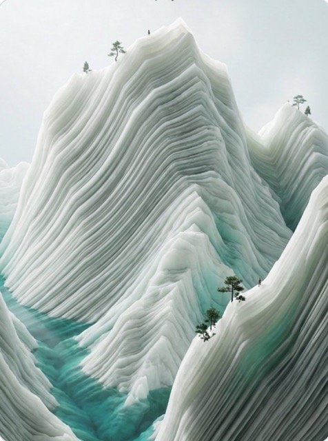 A vertical 3D masterpiece art "The Peaks", Neo-Chinese style (#118)