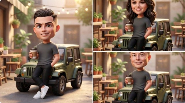 A cute 3D chibi-style character leaning against a parked (#96)