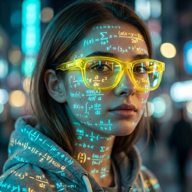 A futuristic portrait of a young woman wearing bright (#39)