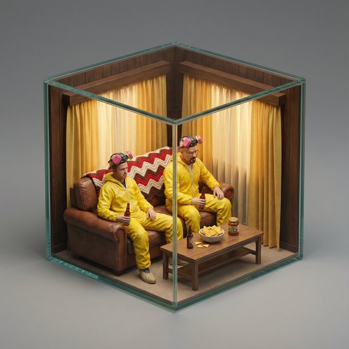A hyper-realistic isometric miniature diorama encased in a cubic (#23)