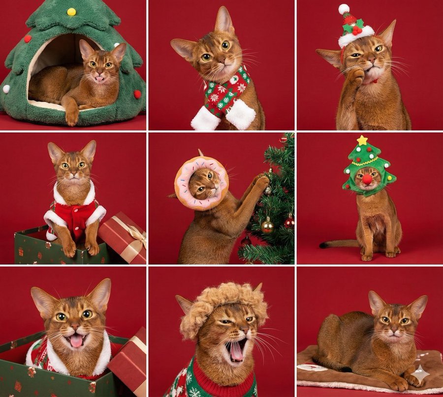 Generate an image with a Christmas red background, using (#10)