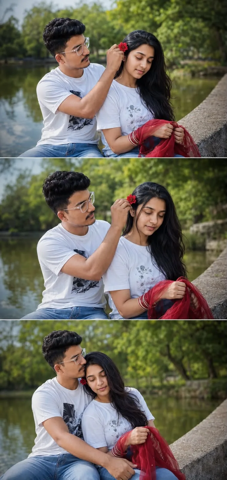 Lakeside Couple Love Edit Aesthetic AI Photo Prompt