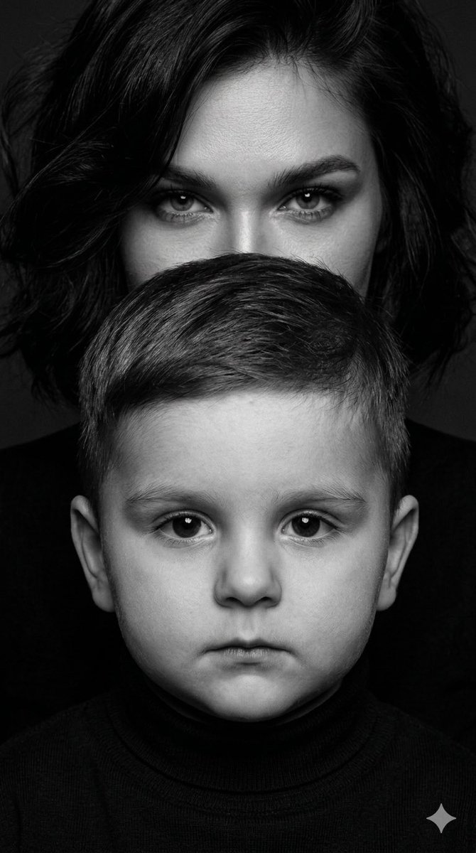 Black and White Mother-Child Studio Portrait (#nb_1398)