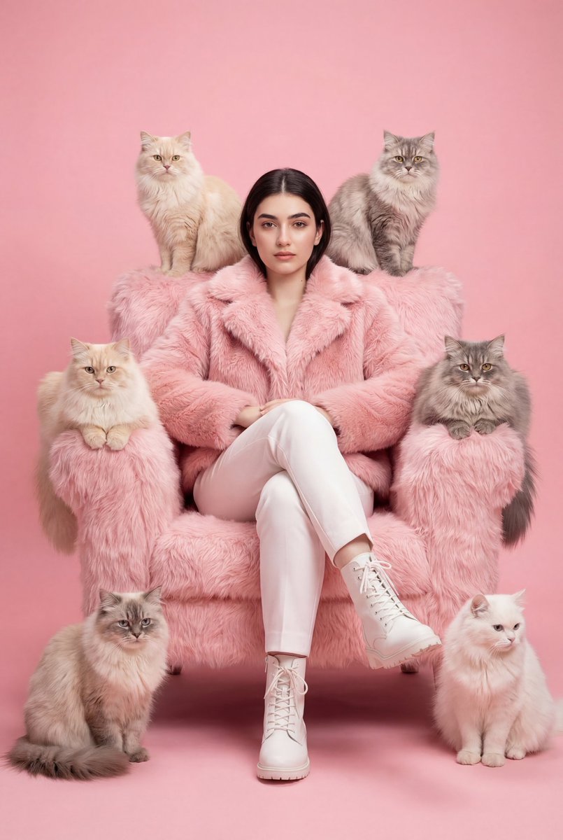 Fashion Editorial Portrait with Cats (#nb_1385)
