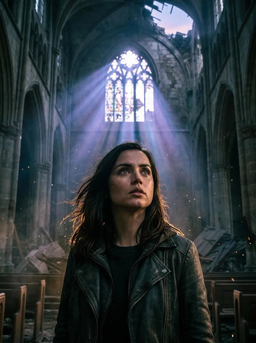 Cinematic Gothic Cathedral Portrait with God Rays (#nb_1376)