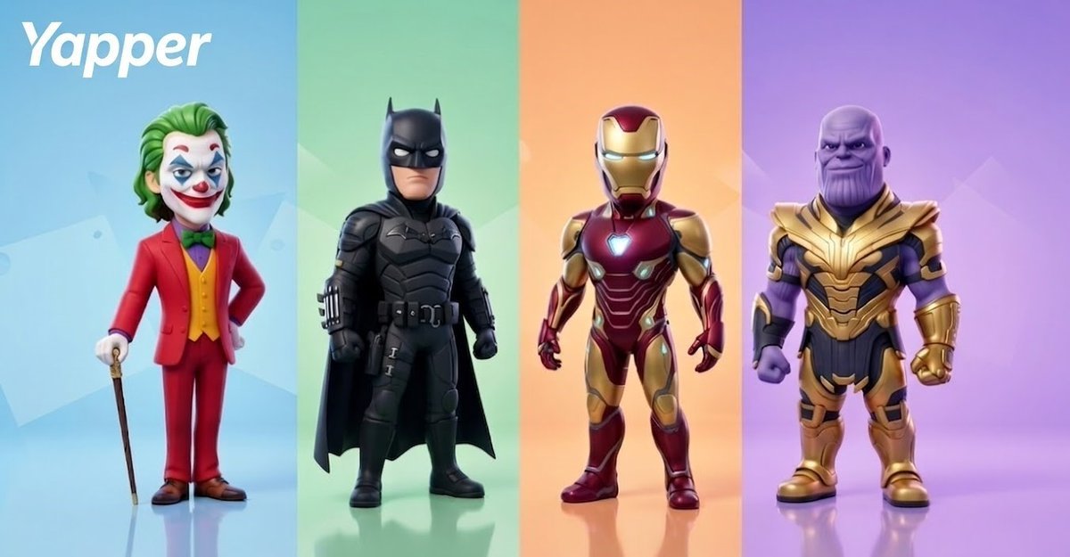 4-Panel Stylized 3D Cartoon Villain & Hero Lineup (#nb_1217)