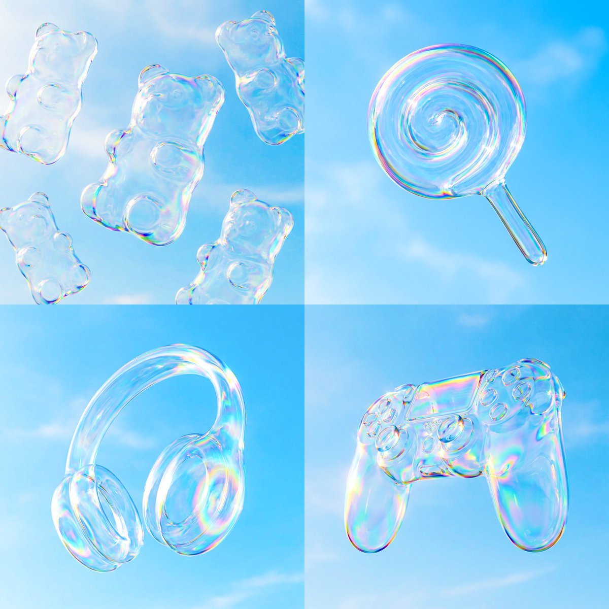 Floating Soap Bubble Object with Iridescent Reflections (#nb_1195)