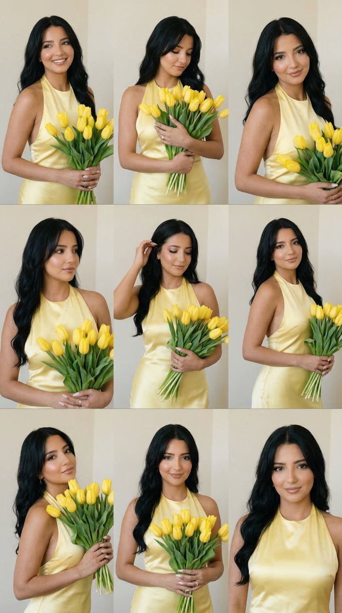 Editorial Portrait Grid: Woman with Yellow Tulips (#nb_1137)