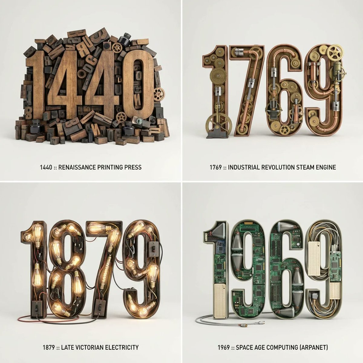 3D Typographic Sculpture of Historical Inventions (#nb_1106)