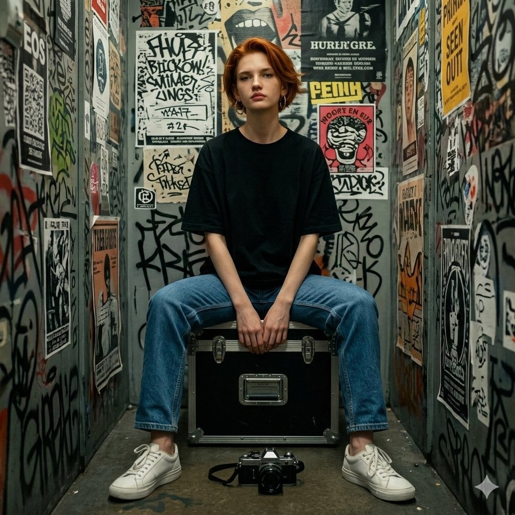 Hyper-realistic DSLR Portrait in Graffiti Room (#nb_1083)