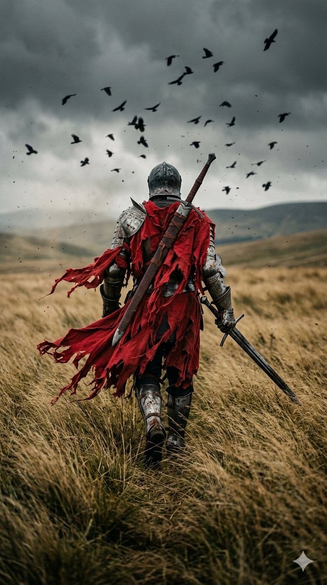 Battle-Worn Knight in Golden Field (#nb_1048)