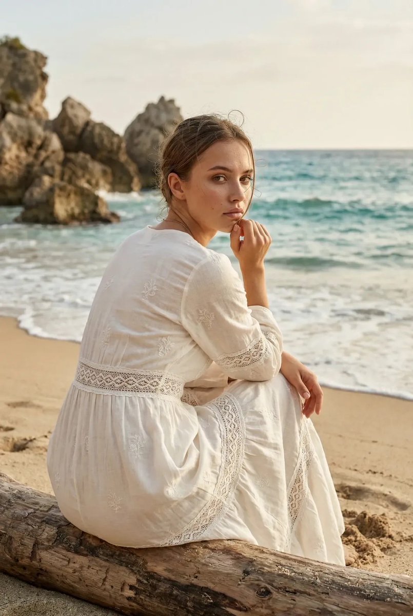 Cinematic Beach Portrait at Golden Hour (#nb_986)