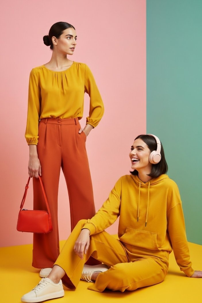 Three-Panel Fashion Collage with Bold Colors (#nb_934)