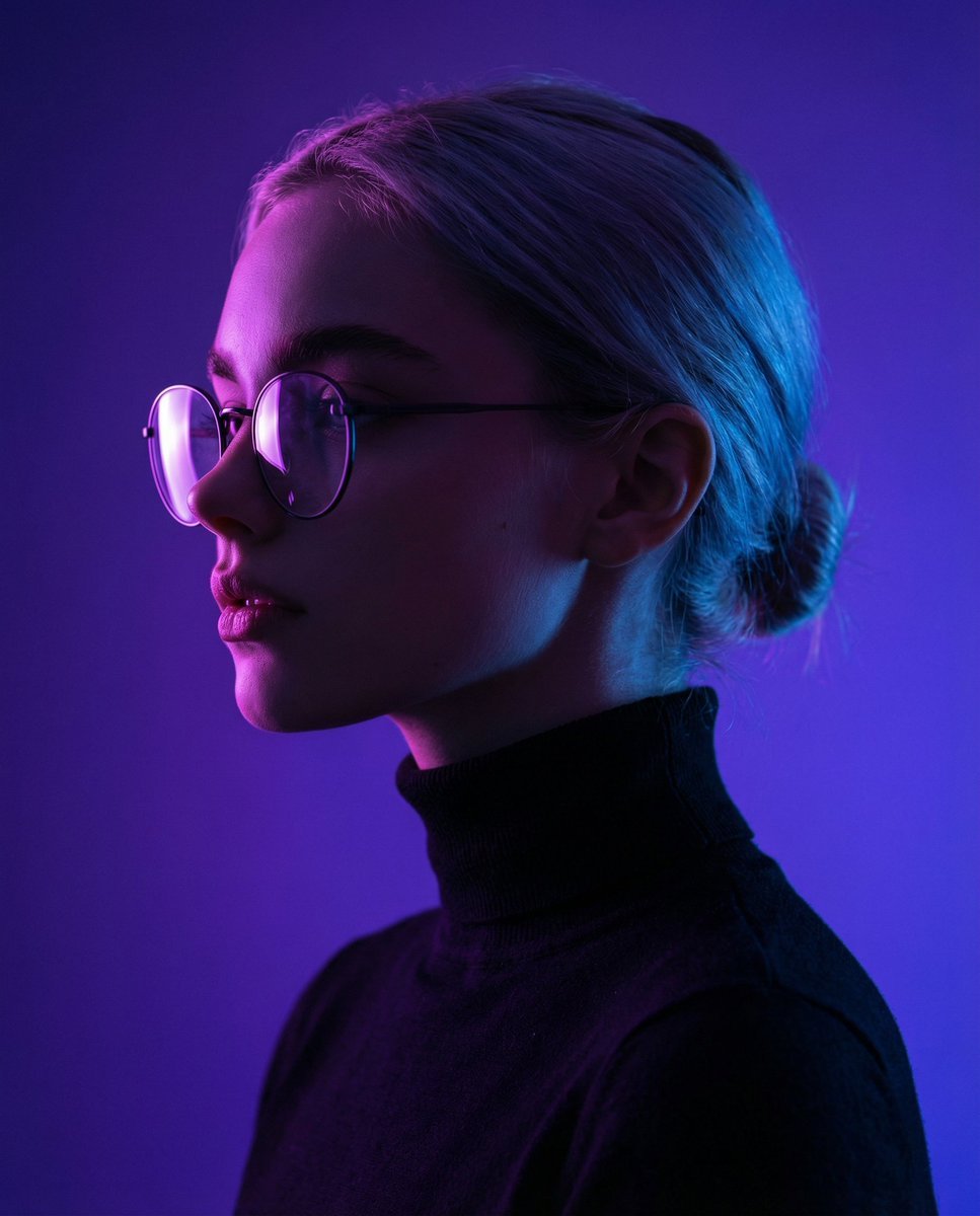 Cinematic Neon Portrait of a Man in Turtleneck (#nb_925)
