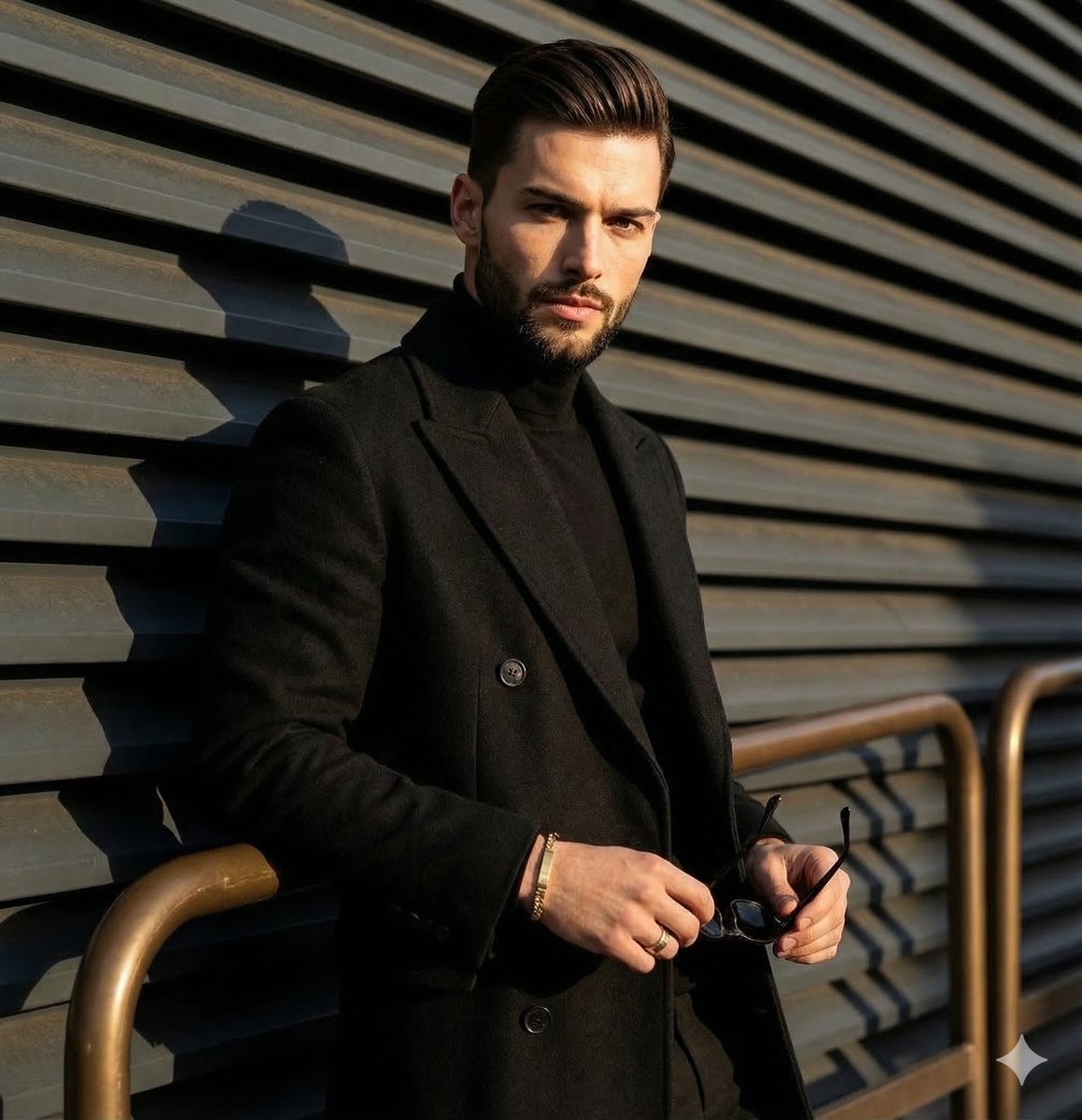 Dramatic Editorial Portrait of a Man in Black Overcoat (#nb_901)