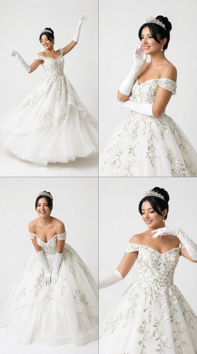 Elegant Woman in White Gown Editorial Grid (#nb_824)