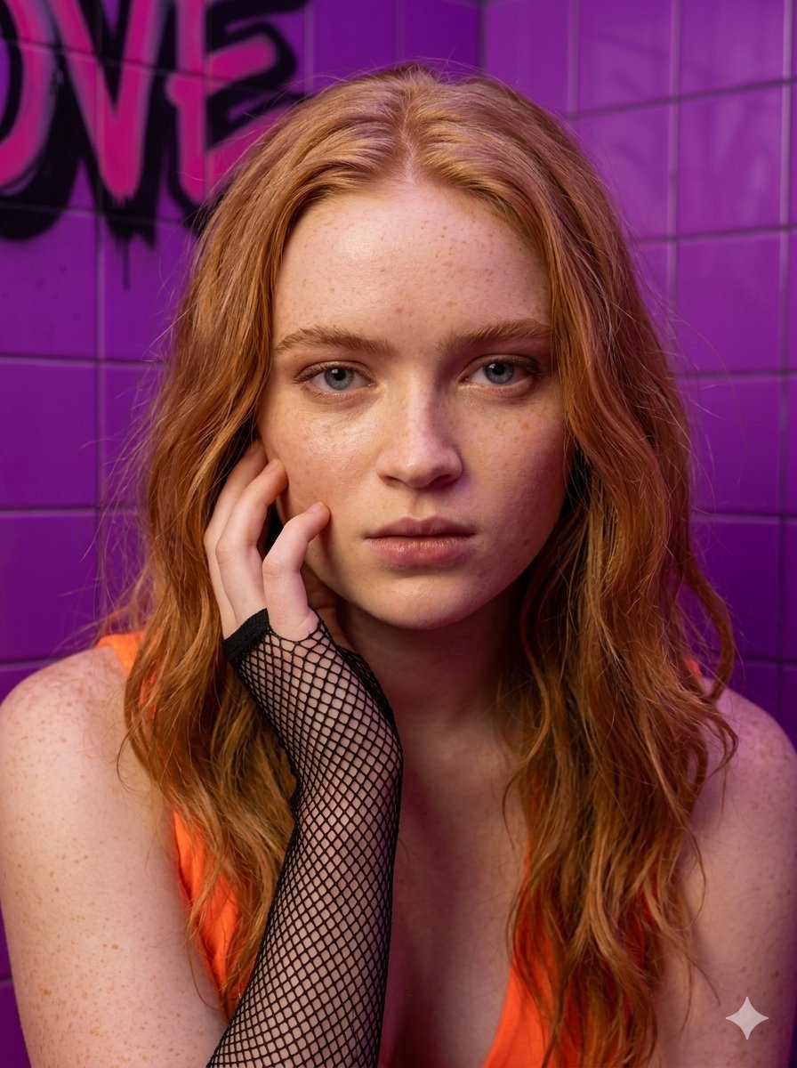 Neon Orange Fashion in a Graffiti Corner (#nb_818)