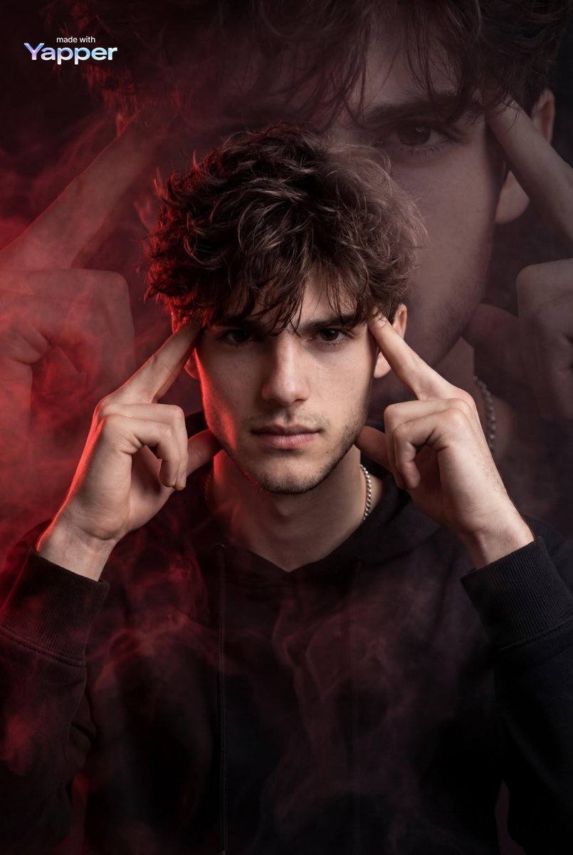 Cinematic Portrait with Ethereal Red Smoke and Double Exposu (#nb_812)