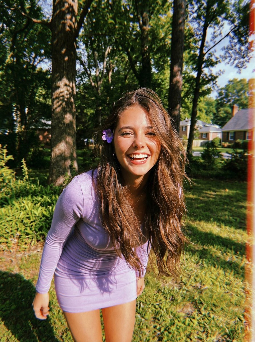 Joyful Woman in Sunlit Garden, Vintage Aesthetic (#nb_784)