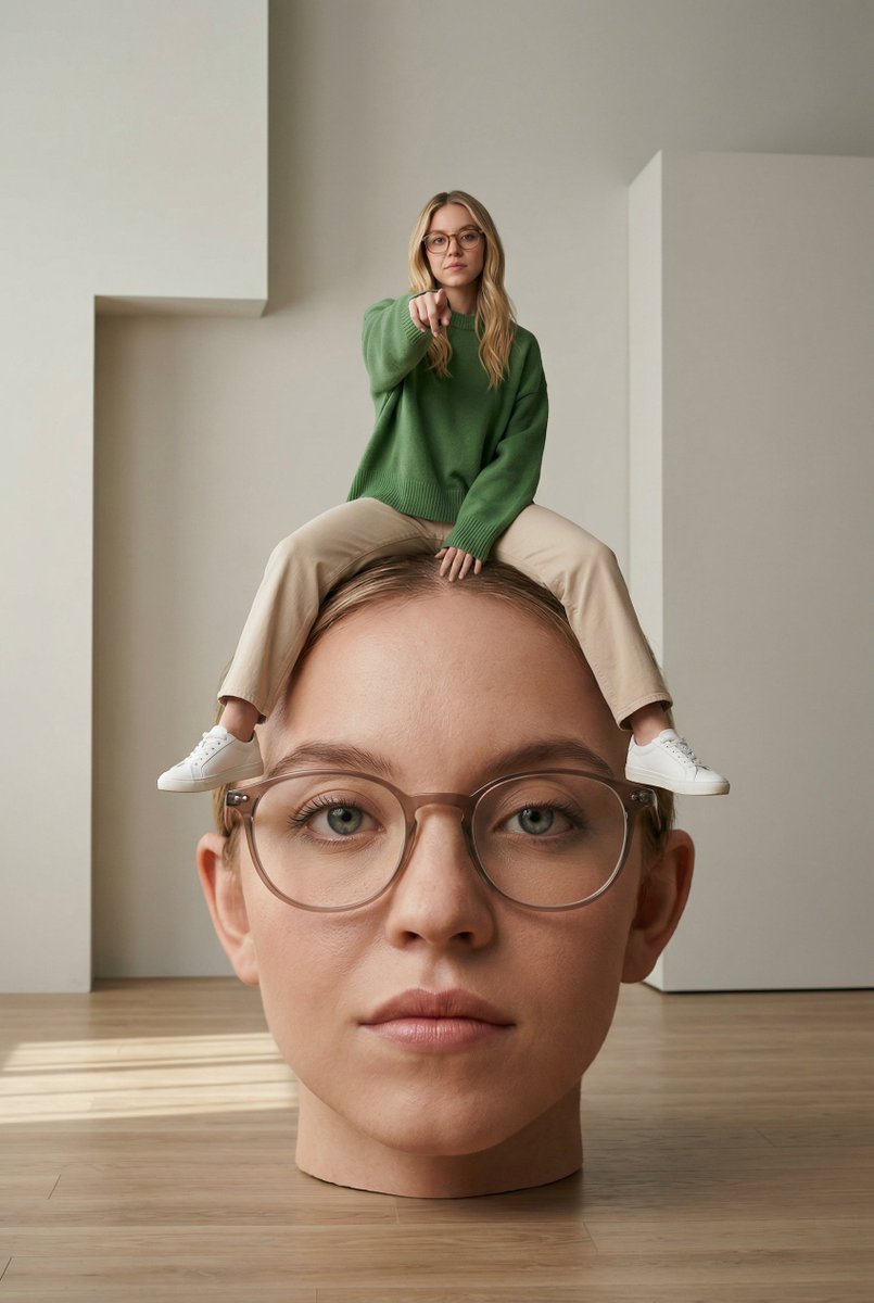 Surreal Interior with Oversized Head and Figure (#nb_751)