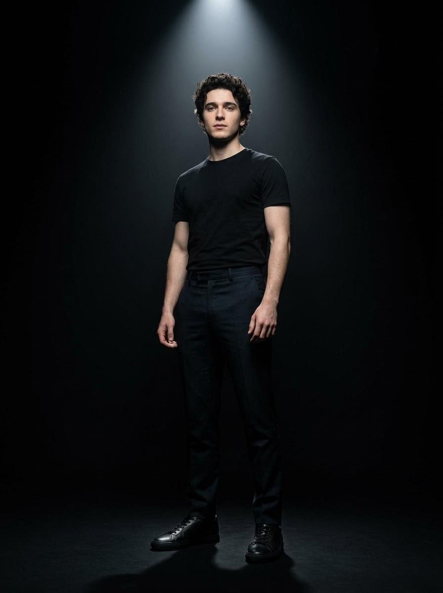 Dramatic Studio Portrait with Spotlight (#nb_740)