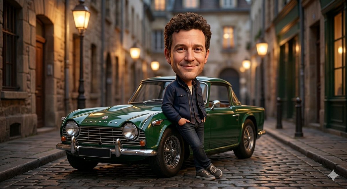 Stylized Caricature with Classic Cars in European Alley (#nb_659)