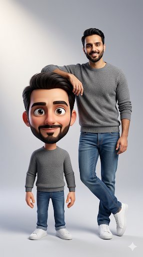 Full-body shot of a person with their caricature (#nb_652)