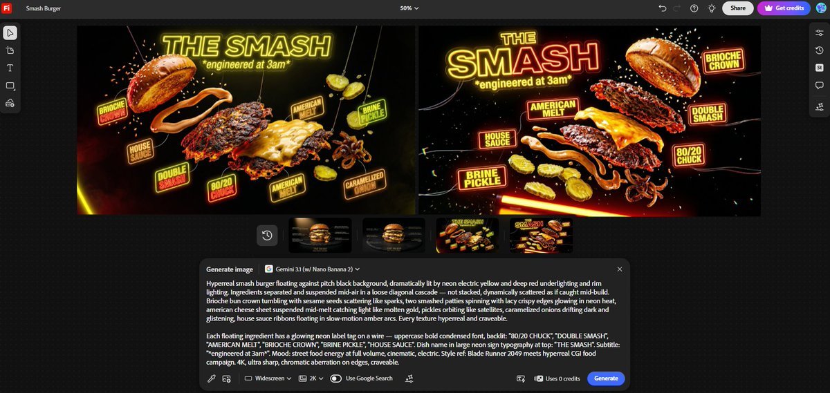 Hyperreal Smash Burger with Neon Labels (#nb_643)