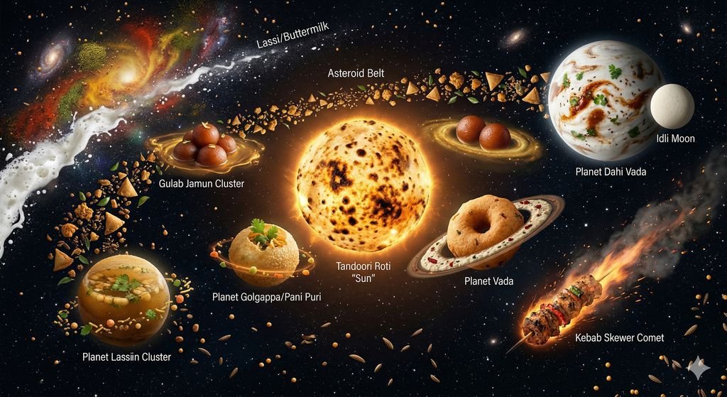 Indian Street Food Solar System in Deep Space (#nb_458)