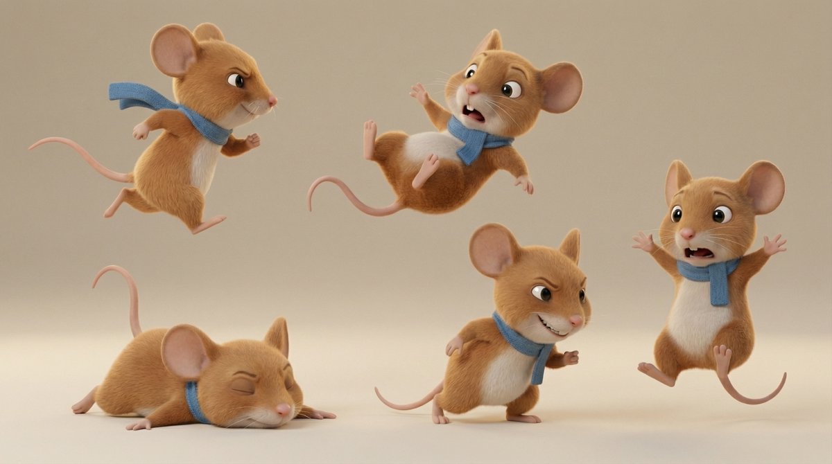 Character Turnaround & Action Pose Sheets for Cat & Mouse (#nb_429)