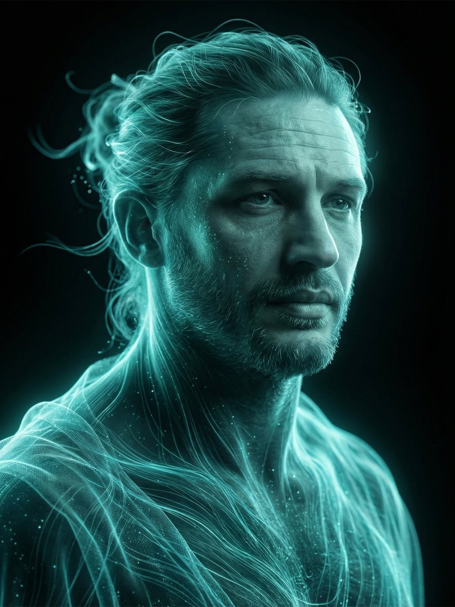 Ethereal Man of Glowing Energy Strands Portrait (#nb_395)