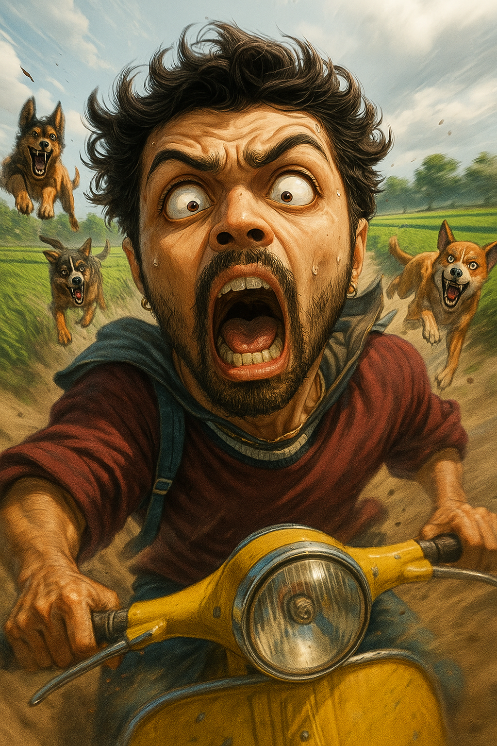 Fisheye Selfie: Vespa Chase in Rice Fields (#nb_284)
