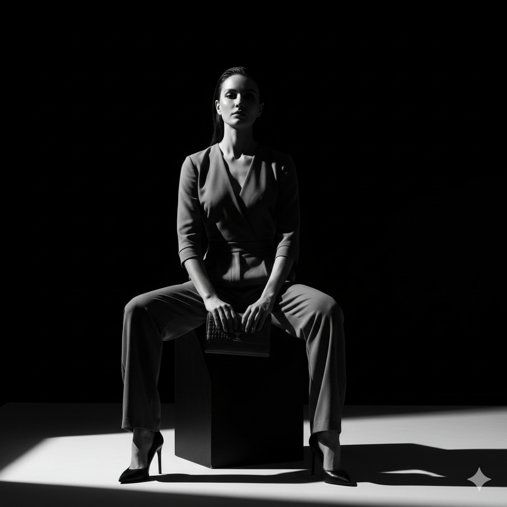 High-contrast black-and-white studio portrait (#nb_277)