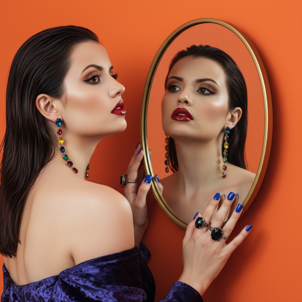 High-Fashion Dual Portrait with Mirror Reflection (#nb_275)