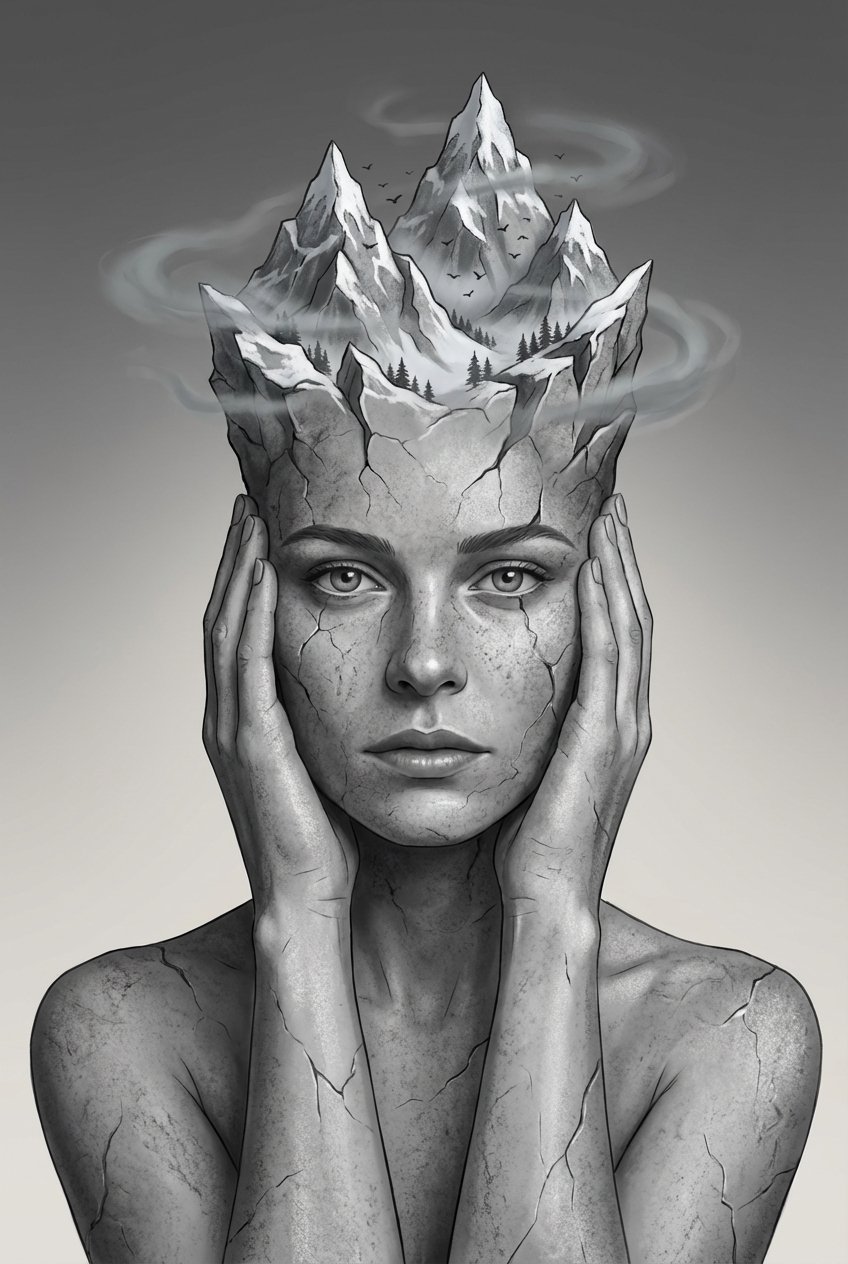 Surreal Stone Skin Mountain Head Portrait (#nb_242)