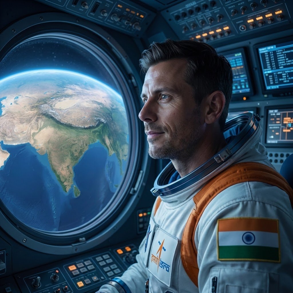 Astronaut in Indian Spacecraft Looking at Earth (#nb_161)