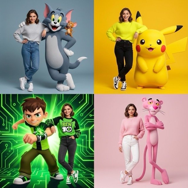 Hyper-realistic Fashion Shoot with 3D Cartoon Characters (#nb_134)