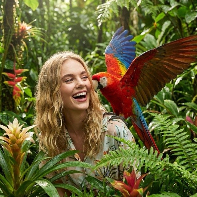 Tropical Forest Portrait with Parrot (#nb_127)