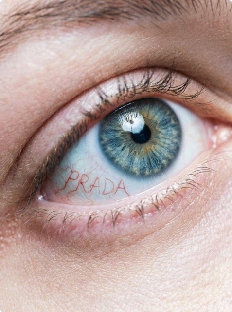 High Fashion Macro Eye with Prada Logo in Capillaries (#nb_112)