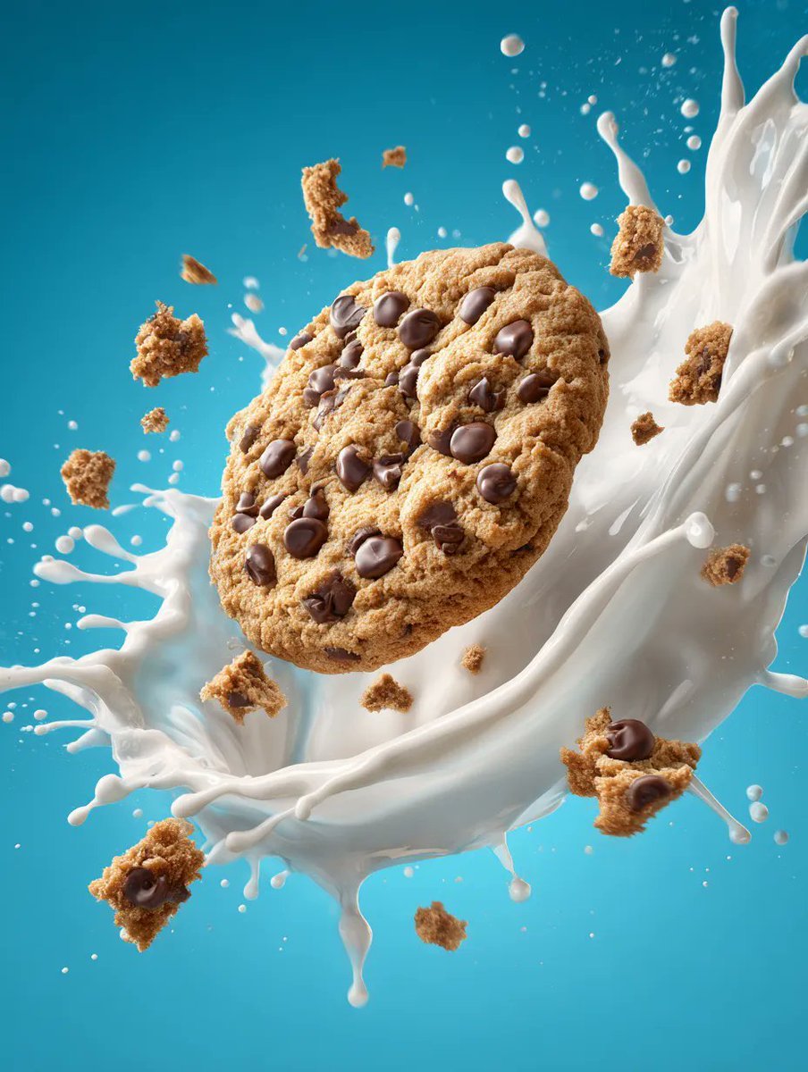 Oreo Cookie Dunked in Milk, Ultrarealistic Close-up (#nb_81)