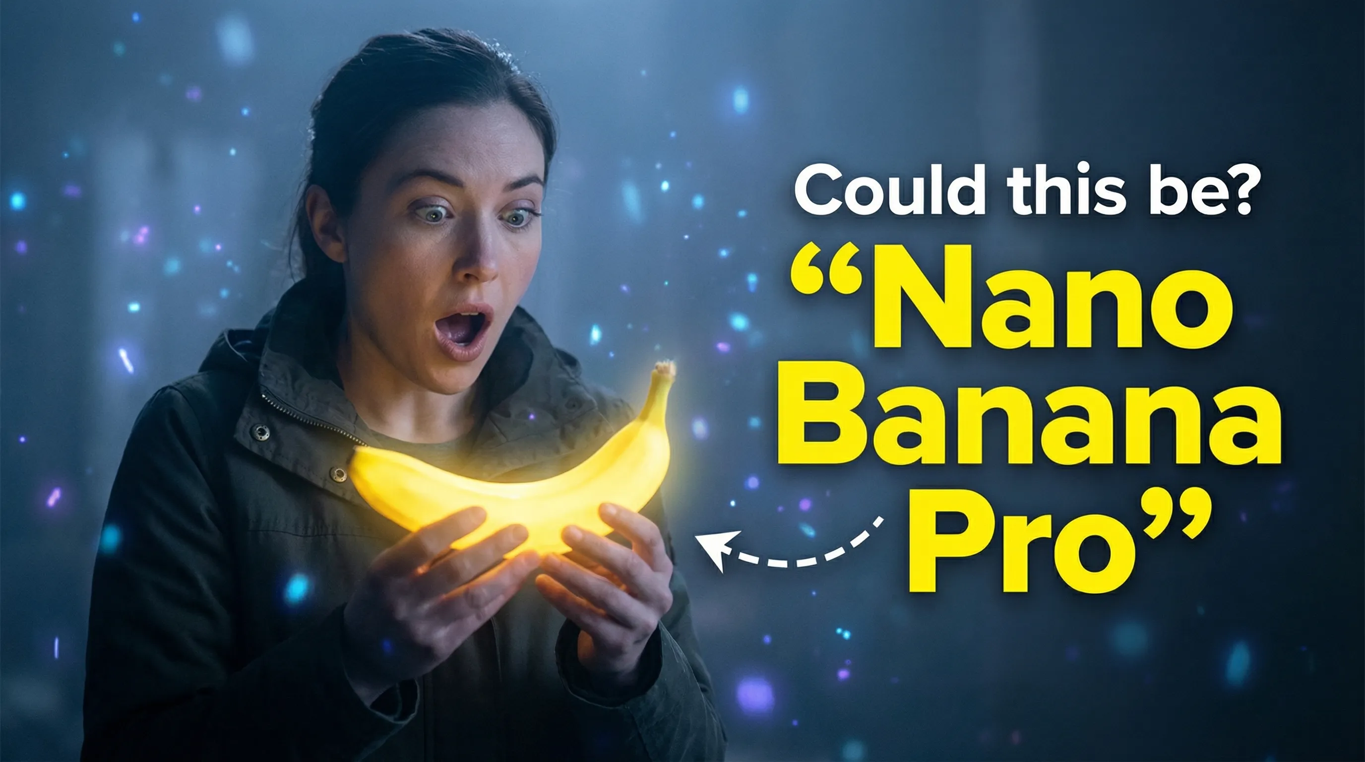 Surprised Woman with Glowing Banana YouTube Thumbnail (#nb_51)