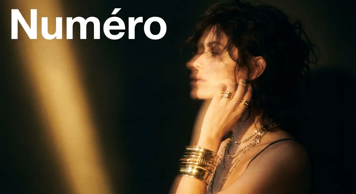 High-Fashion Editorial with Gold Jewelry and Motion Blur (#nb_36)
