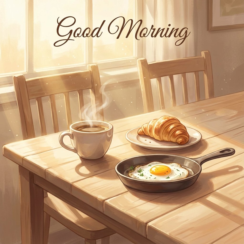 On a wooden dining table sits a steaming (#pic_64)